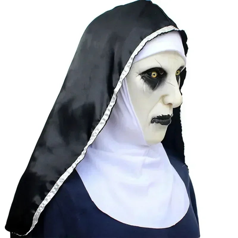 2024 New Nun Mask Halloween Makeup Nun Mask Tricked Ghost Face Scary Scary Latex Headgear Halloween Props Horror Masks