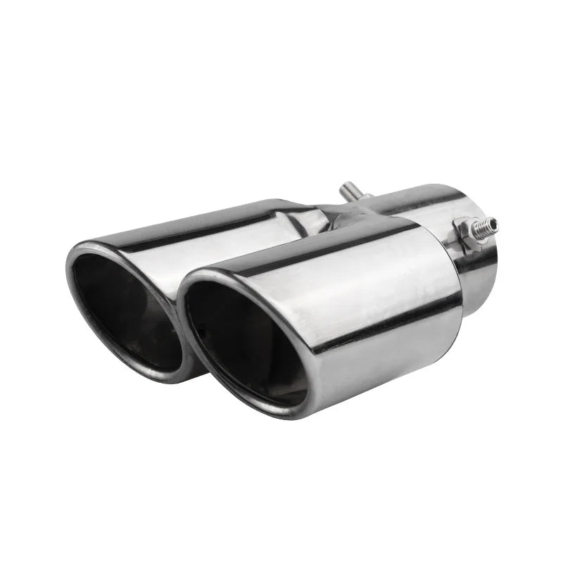 Car Universal One To Two Grilled Blue Tail Throat Double Pipe Tail Pipe Stainless Steel Exhaust Pipe Modification Supplies
