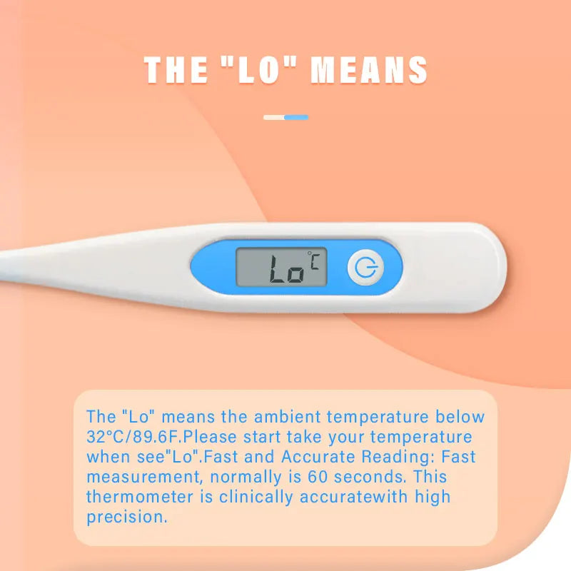 Rigid Hard Tip Waterproof Digital Thermometer Beeper Function Fever Alarm Oral Underarm Child Kid Adult Temperature Monitoring