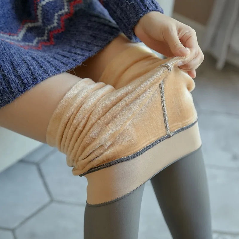 Winter Pantyhose Women Warm Fleece Tights Tights High Waist Thick Fleece Pantyhose Stretchy Thermal Translucent Stockings Woman