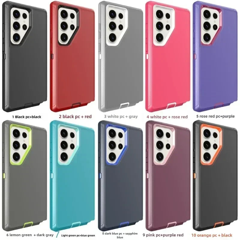 Defender Otter Armor Box Case for Samsung S25 Ultra S24 S23 S22 S21 S20 Plus Rugged Shockproof Protect Cover Belt Clip