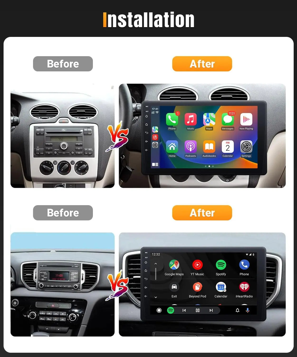 9 Inch Car Stereo Single Din Radio with Apple Carplay and Android Auto,Touch Screen Bluetooth Car Audio with Backup Camera
