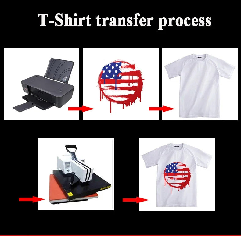 10 Sheets Inkjet Heat Transfer Paper A4 Cotton T-Shirt Dark Black Transfer Paper  Light White Paper For 100% Cotton Fabric