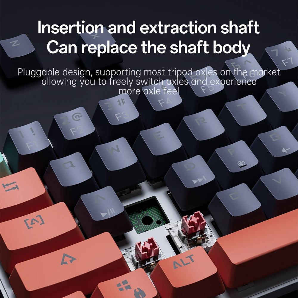 MUCAI 61 key mechanical keyboard mini portable practical red axis wired hot swappable RGB cool effect