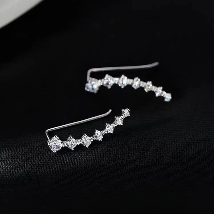 Women Fashion Stud Earrings Rhinestones Zircon Earrings Ear Hook Clip Stud Jewelry Gold Sliver Aretes De Mujer Серьги Женские