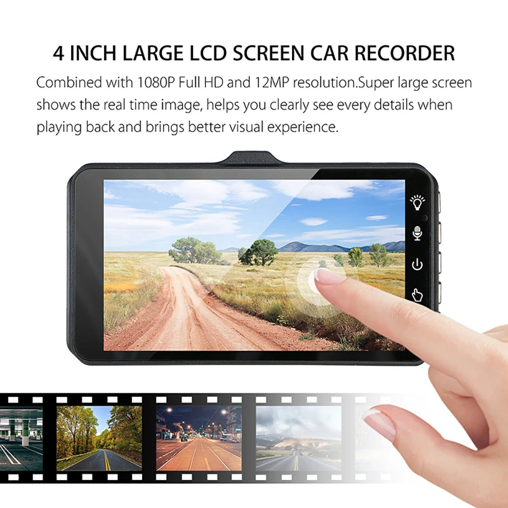 4-inch 1080P Dash Cam for Cars Touch Screen Car DVR Video Recorder Rear View Camera for Vehicle 24H Parking Monitor Black Box