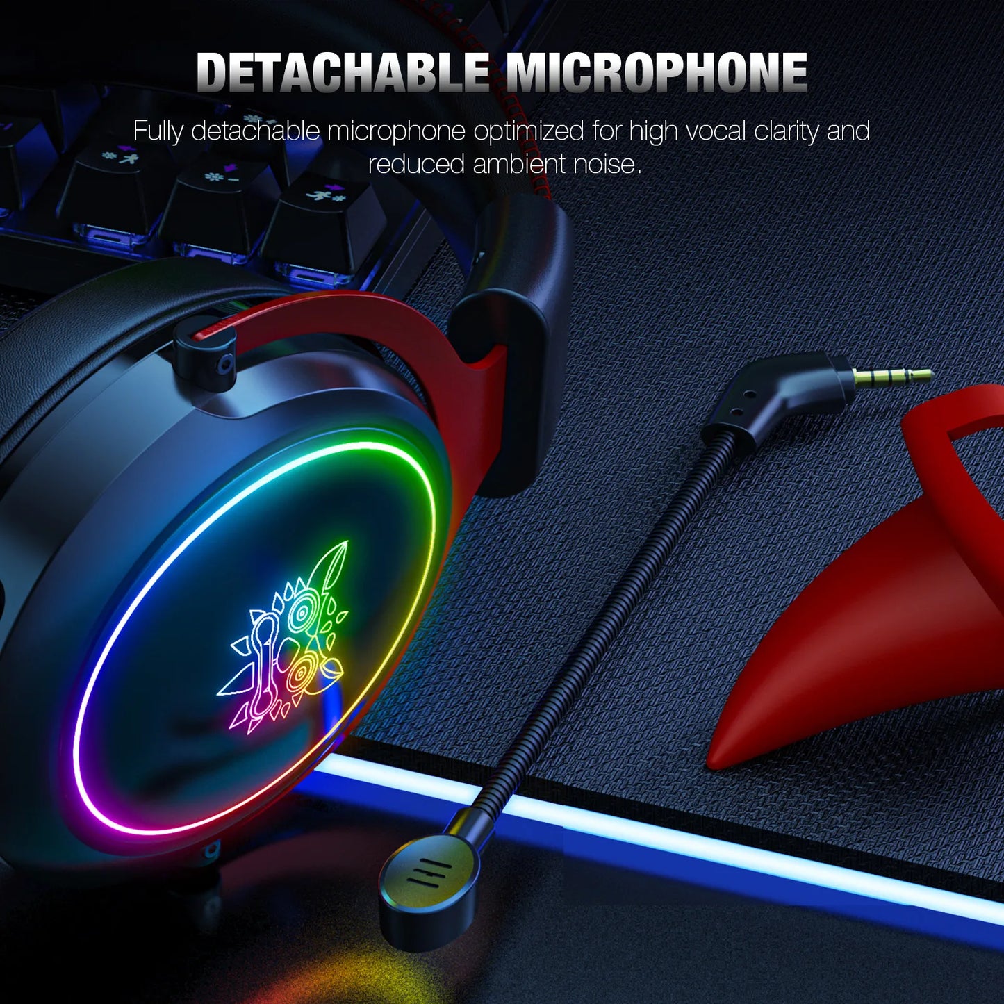 onikuma 2025 NEW Gaming Cute Headset, Wired Over-Ear Headphones with Noise Cancelling Microphone, Surround Sound, LED Backlight