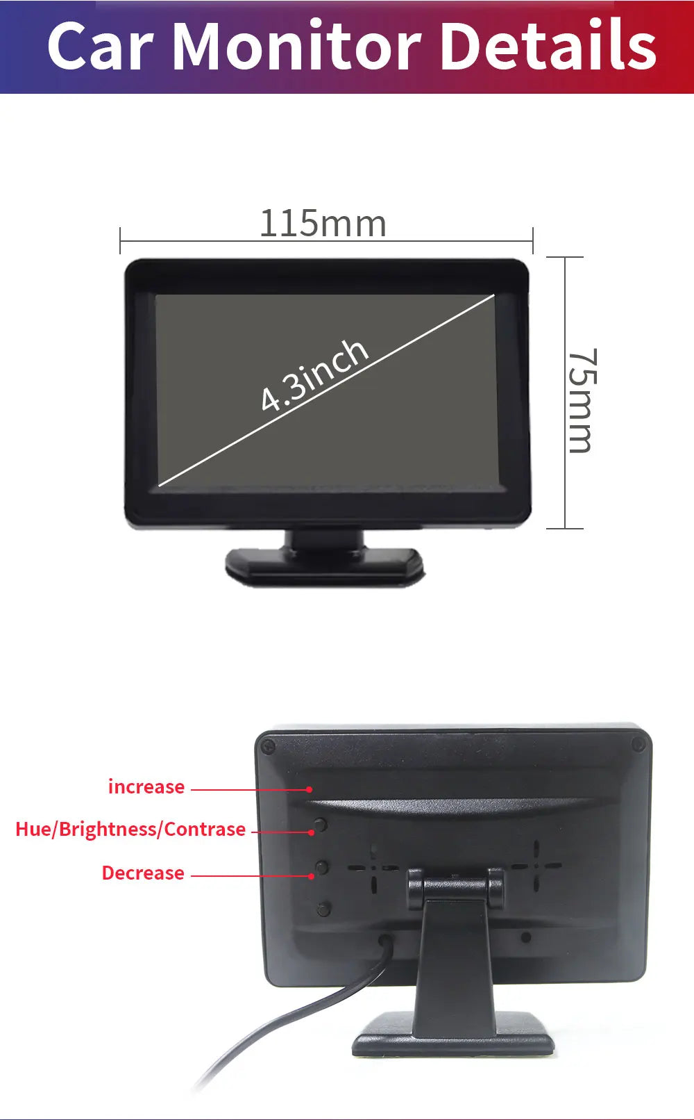 Car Brake Light Reverse Camera With 4.3-inch Desktop Monitor For Renault Master Nissan NV400 Opel Movano Vans 2010-2016
