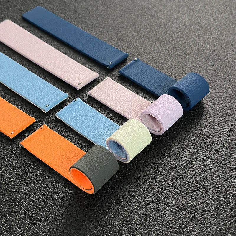Magnetic Loop Strap For Samsung Galaxy Watch 7/6/5/4 Classic Silicone Lychee pattern 18mm 20mm 22mm Bracelet HUAWEI GT3-4-5 Band