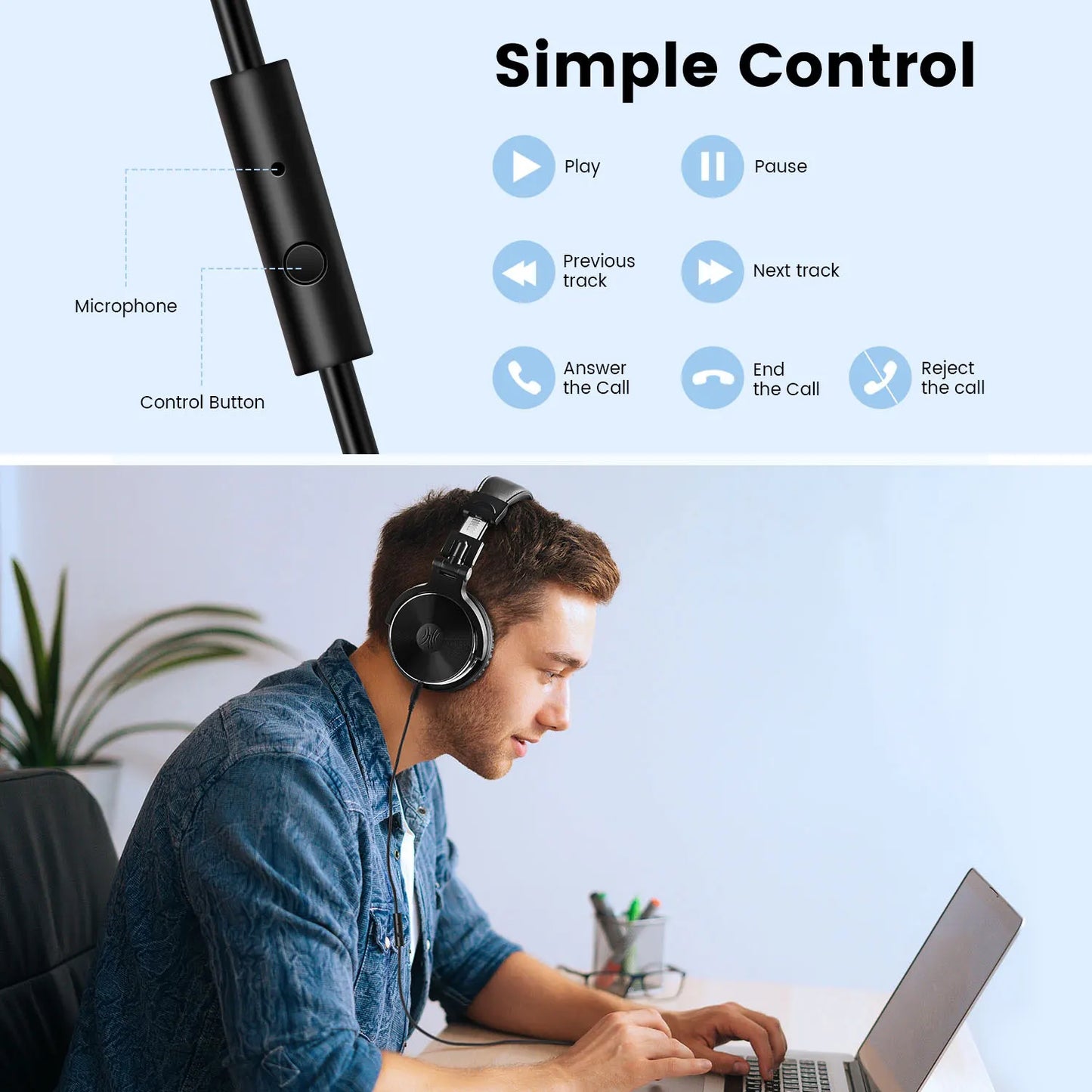 Oneodio Pro 10 Over Ear Headphones Hifi Studio DJ Headphone Wired Monitor Music Headset Earphone With Mic For Phone Computer PC