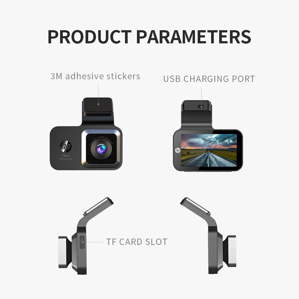 HP Car Recorder HD Night Vision 1296P Car WiFi Car DVR Video Loop Video Parking Monitoring