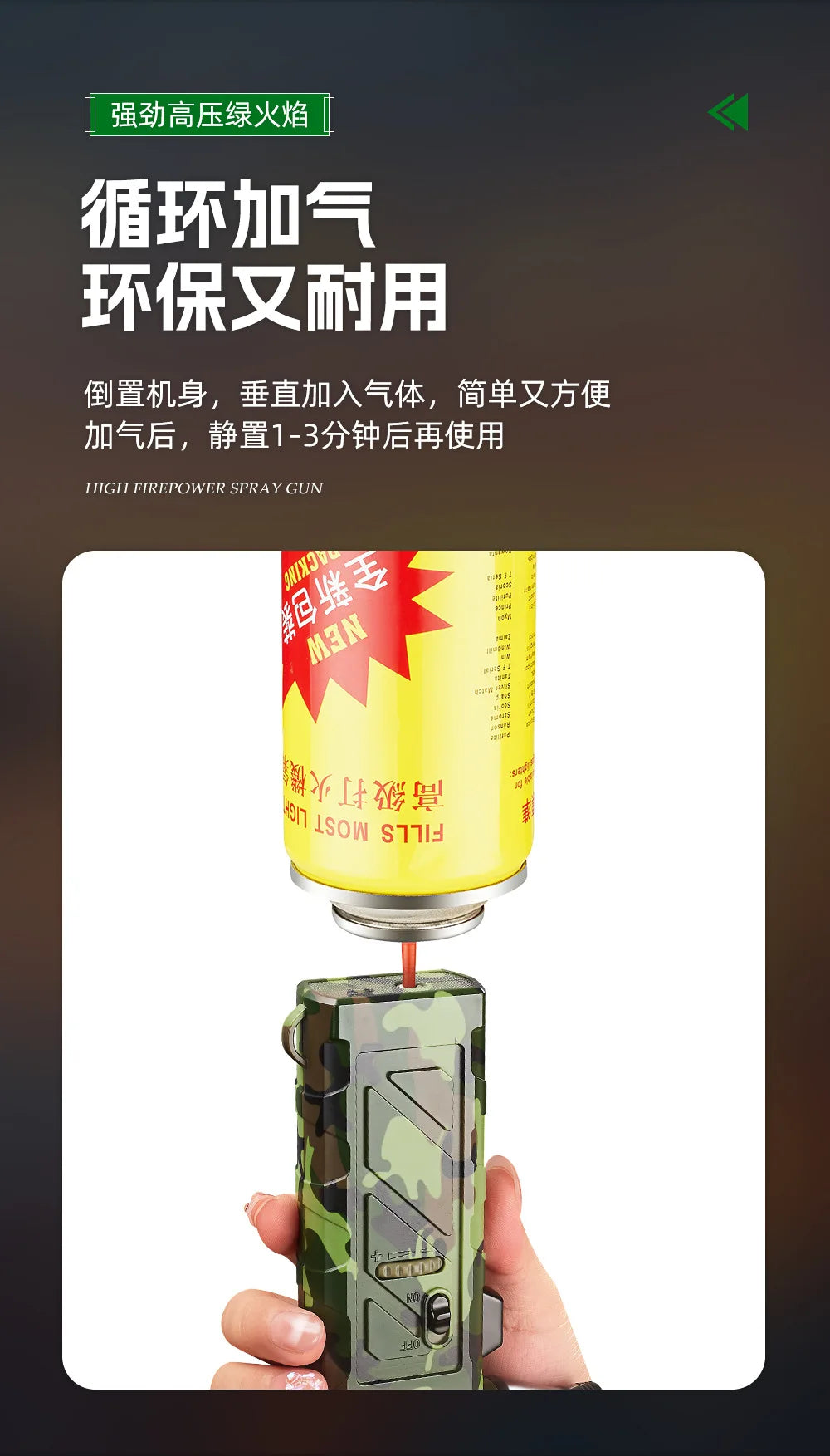 Outdoor Multifunctional Green Flame Butane Torch Lighter Three in One Whistle Lifesaving Whistle and Compass Welding Gun Lighter
