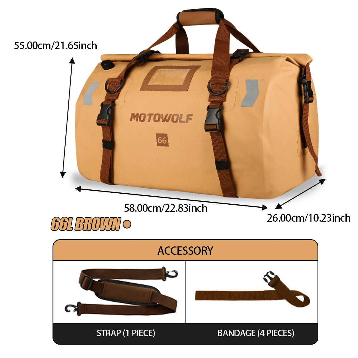 Motorcycle Dry Bag Waterproof Reflective Tail Duffle Bag Skiing Travel Hiking Camping Boating Riding Fishing Outdoor Luggage