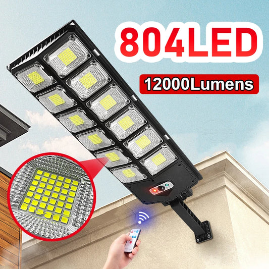Super Bright 804 LED Solar Lights Outdoor Street Lamp Sunlight 3 modes IPX68 Waterproof Garden Lighting With Smart Motion Sensor