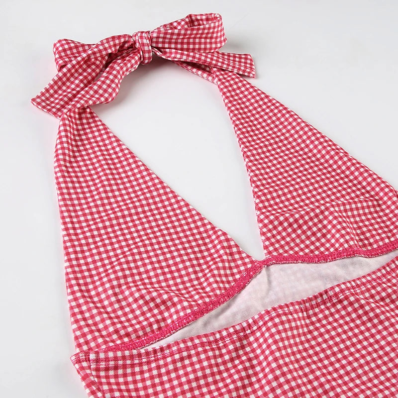 Fashion Y2k Sweet Halter Women Tanks Skinny Sleeveless Print Hotsweet V-Neck Backless Blouses