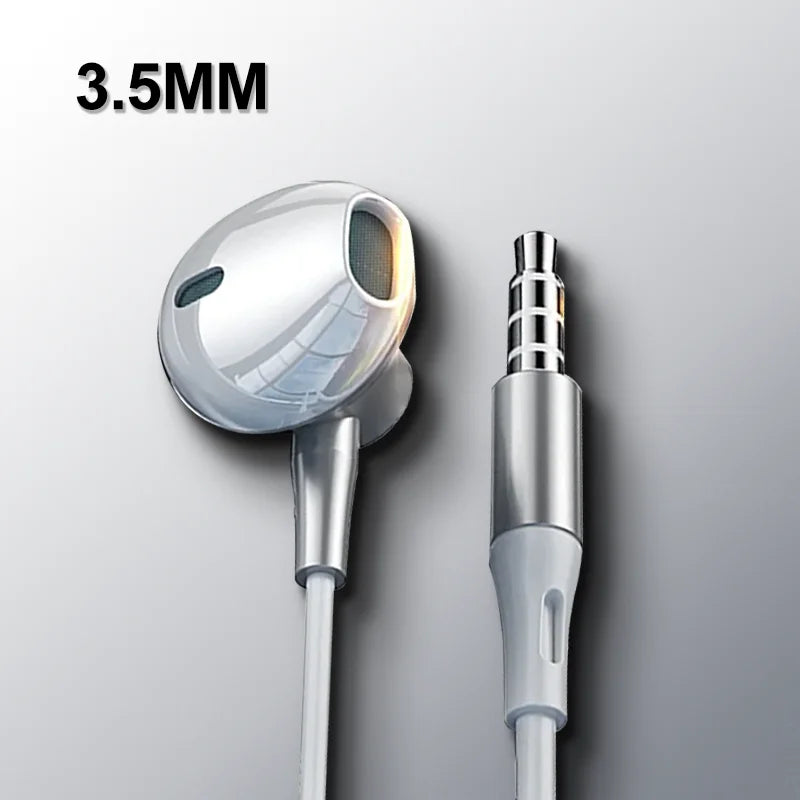 HiFi USB Type C Headphone Bass Stereo Volume Control Earbud  Mic 3.5mm Wired Earbuds For Galaxy Samsung S24 S23 Xiaomi Computer