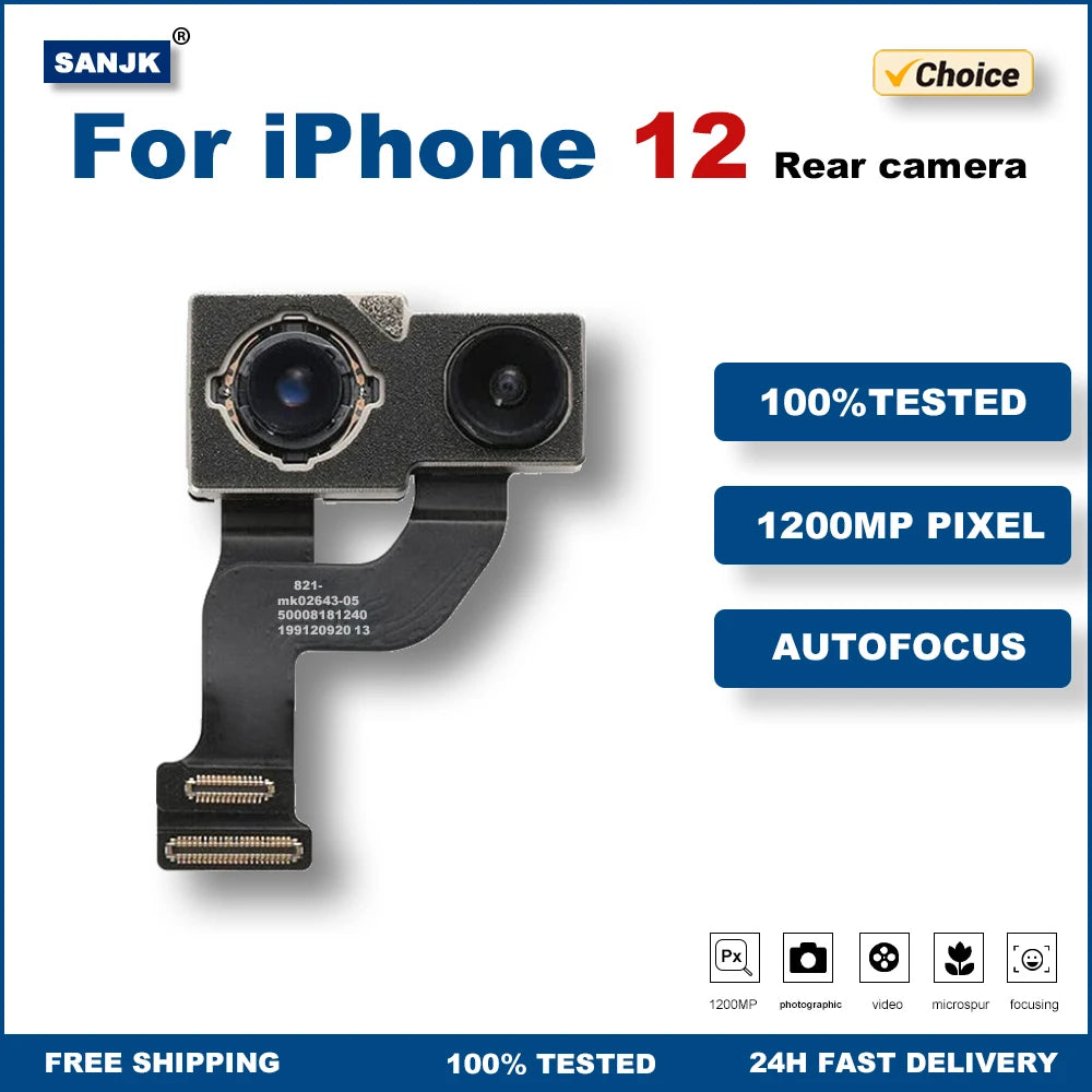 Rear Camera For iPhone 12 Back Camera Rear Main Lens Flex Cable Camera