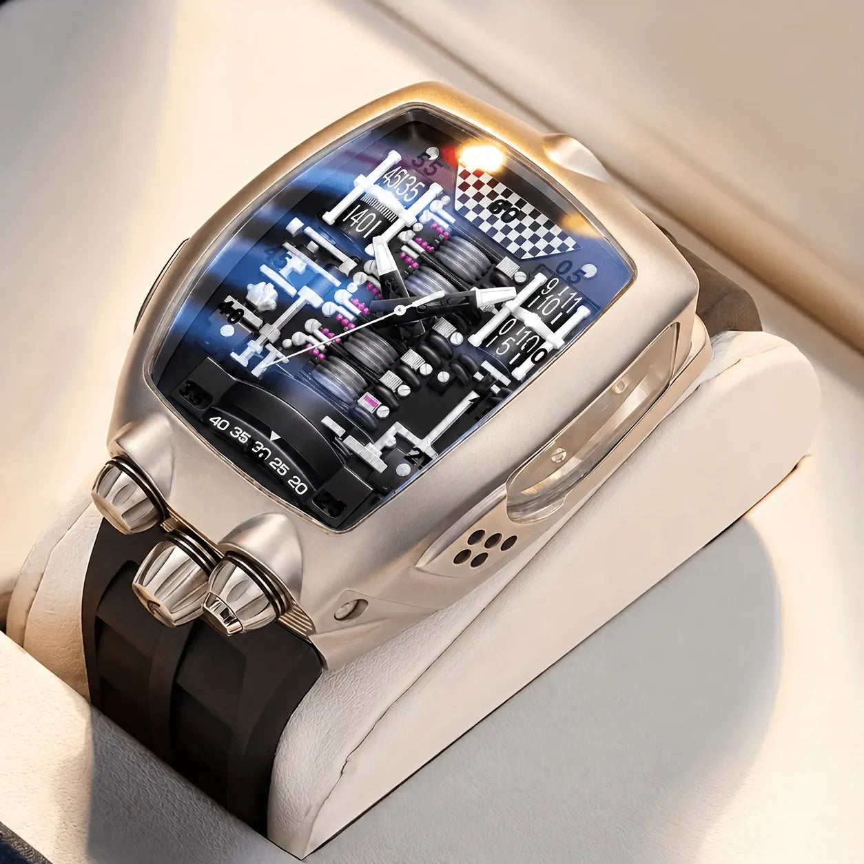1pcs Men's black dial alloy strap vintage fashion tonneau sporty details Quartz Watch for business party holiday