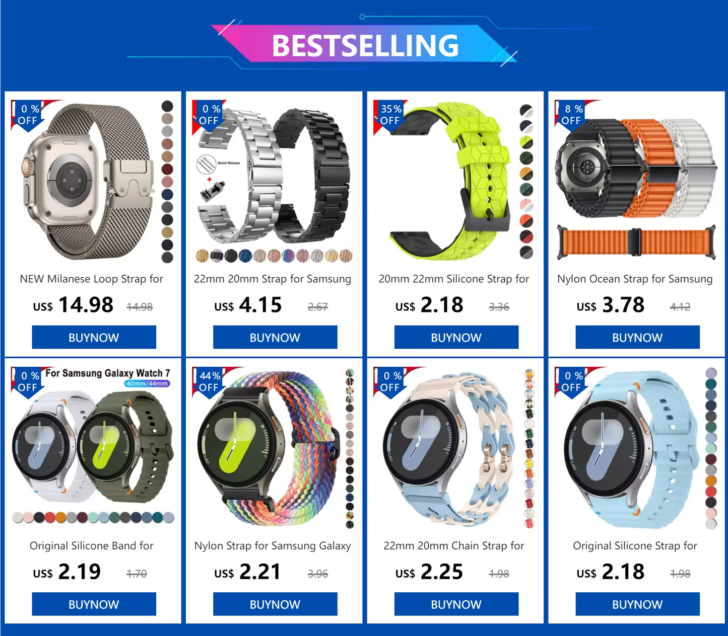 20mm 22mm 18mm 24mm Stainless Steel Strap for Samsung Galaxy Watch 6Classic 6 5 4 5Pro 40mm 44mm 43mm 47mm Gear S3 for Huawei GT
