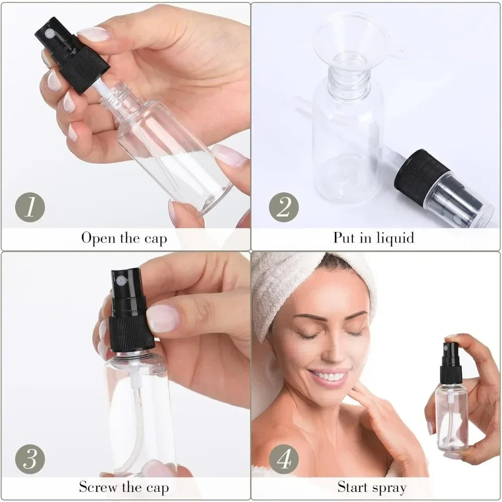 50PCS 10/20/30/50/60/100ml Refillable Empty Portable Clear Plastic Bottle Fine Mist Spray Alcohol Travel Perfume Atomizer Bottle