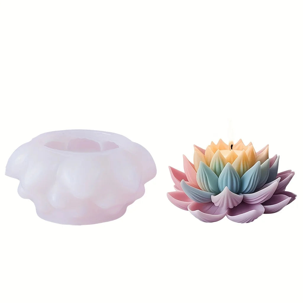 Silicone Lotus Mold, DIY Aromatherapy Candle Craft, Wedding Decoration Rose Candle Making Set, Valentine's Day Flower Mold