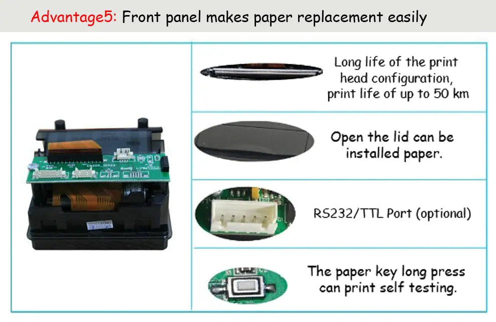 58mm Thermal Kiosk Receipt Printer with TTL/RS232 Interface Compatible APS ELM205-CH