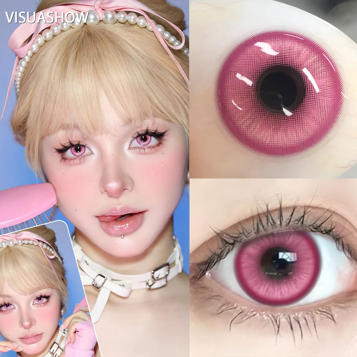 VISUASHOW 1Pair Colored Contact Lenses Cosplay Red Blue Purple Green Brown Grey Anime Lenses Halloween Beauty Cosmetic for Eyes
