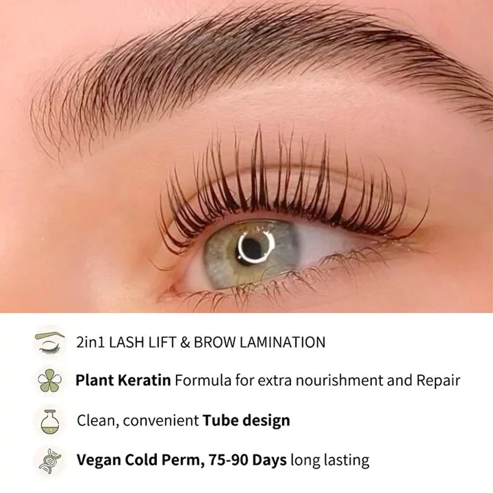 0.34 oz Keratin Eyelash and Eyebrow Lift Set - Durable, Gentle, and Odorless Formula, Get Salon Quality Eyelashes and Eyebrows