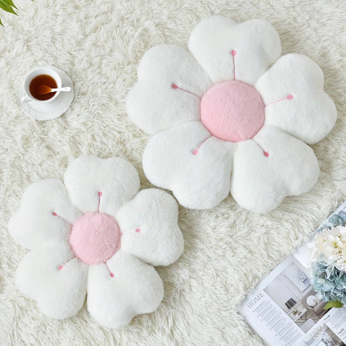 Flower-Shaped Plush Throw Pillow - Comfortable and Cute Mattress and Sofa Decor Cushion, Chair Cushion  floor cushion