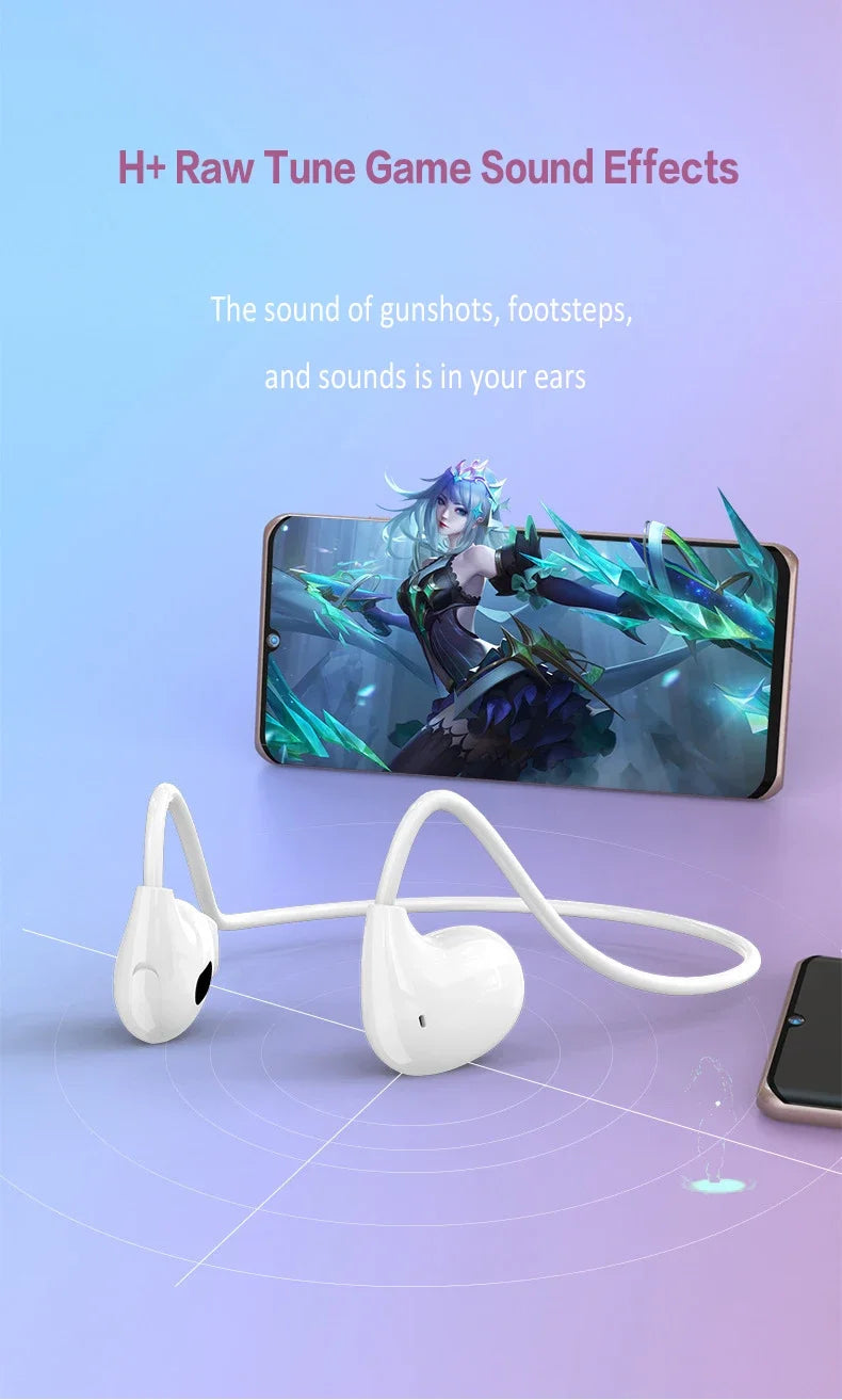 Wireless Bluetooth 5.3 Headphones Air-Conduction Waterproof Headset Stereo Over-Ear Sports Earphones Earbuds with Mic