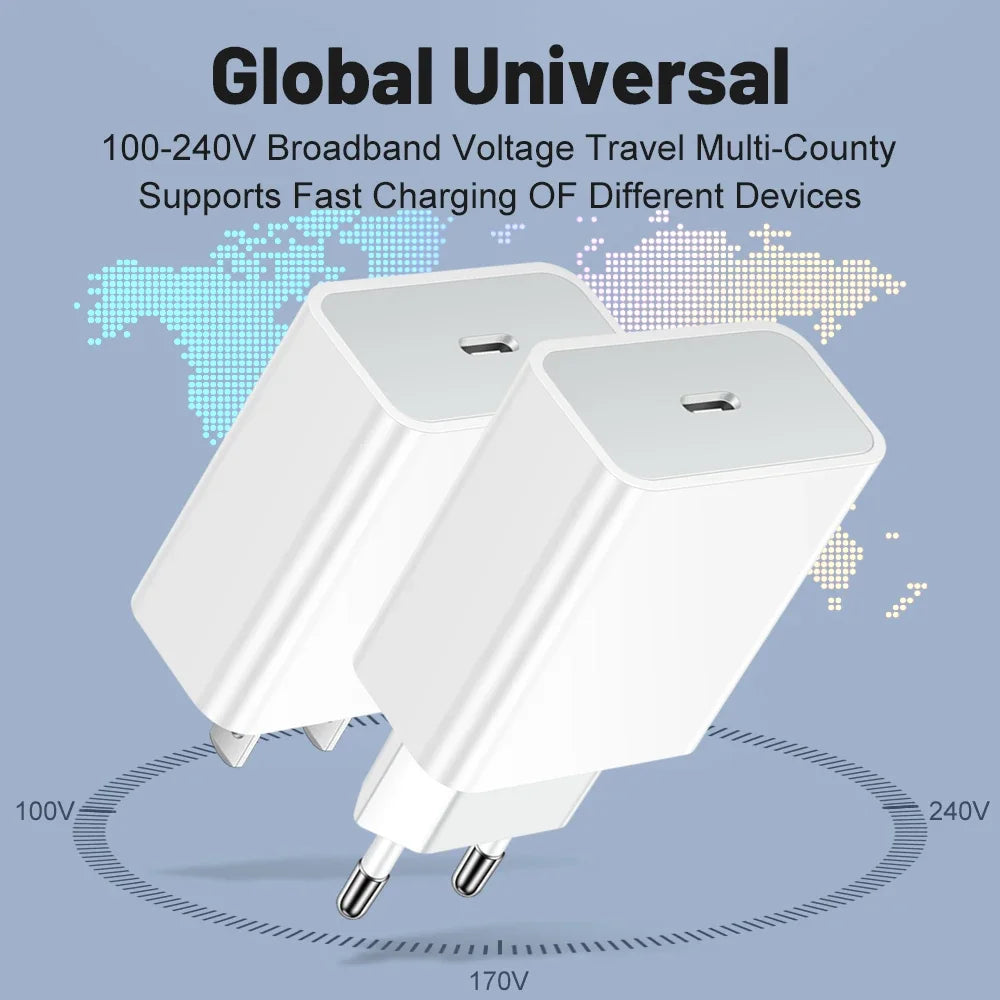 PD 20W Phone Charger Fast Charging For iphone 15 14 iPad for Samsung OnePlus Wall Quick Charge Adapter EU/US Plug Fast Charger