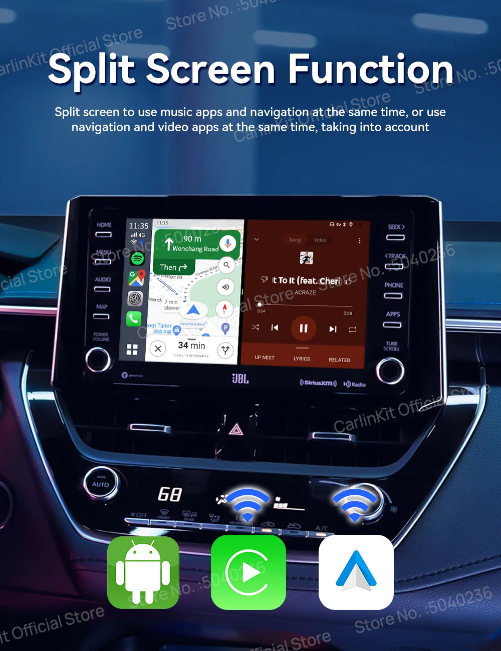 CarlinKit Android 13 SDM660 6225 CarPlay Ai Box LED 8-Cores Wireless Android Auto& CarPlay Car USB Adapter 64G 128G FOTA Upgrade