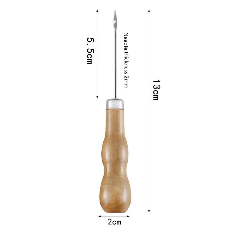 1PC/8PCS Awl Pricker Hole Maker Tool Punch Sewing Stitching Leather Craft Wooden Handle