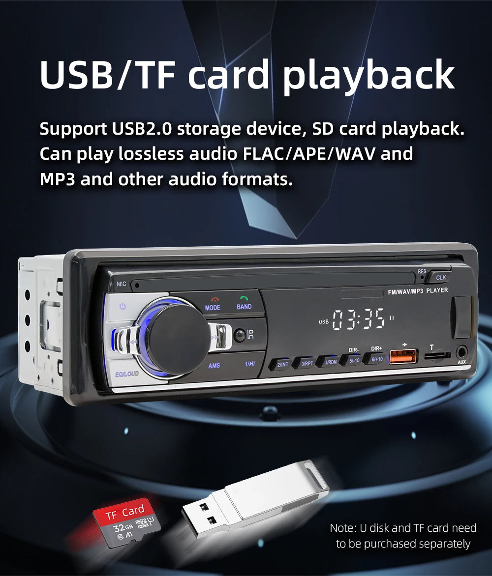 Car MP3 player FM radio AUX input Bluetooth connection Stereo playback Power off memory JSD 520 530
