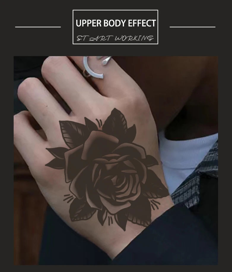 Rose, cool temporary tattoo stickers, durable waterproof, semi permanent herbal tattoo stickers