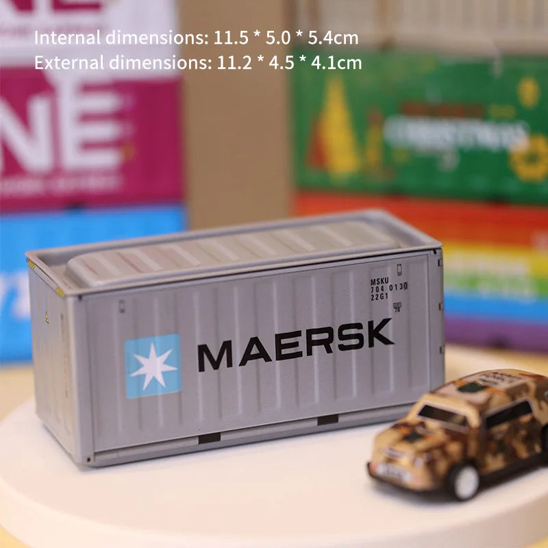Mini Simulation Shipping Container Model Metal Storage Box Creative Desktop Organizer Ornaments Iron Box Home Office Decoration