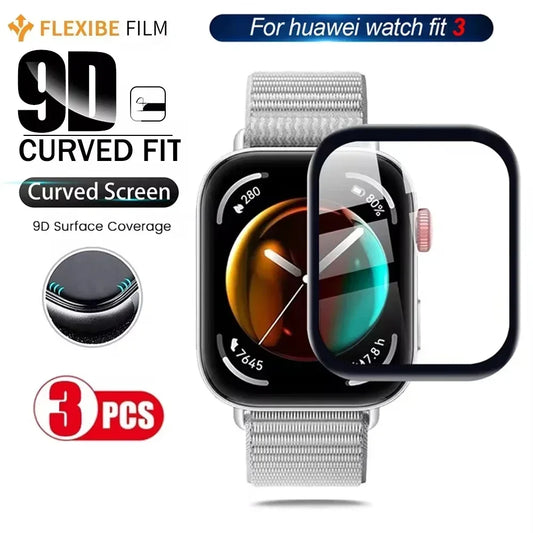 Screen Protector for Huawei Watch Fit 3 3D Curved Screen Protector for Huawei Watch Fit3 Ultra-HD Full Coverage Protective Film