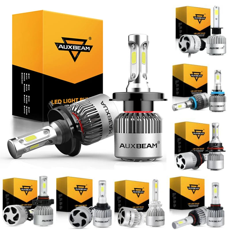 AUXBEAM 72W 8000LM Car LED HeadLight Bulbs Fog Light Bulb H4 H13 H1 H11 9004 9005 9006 880 881 5205 Headlamp Bulbs Plug and Play