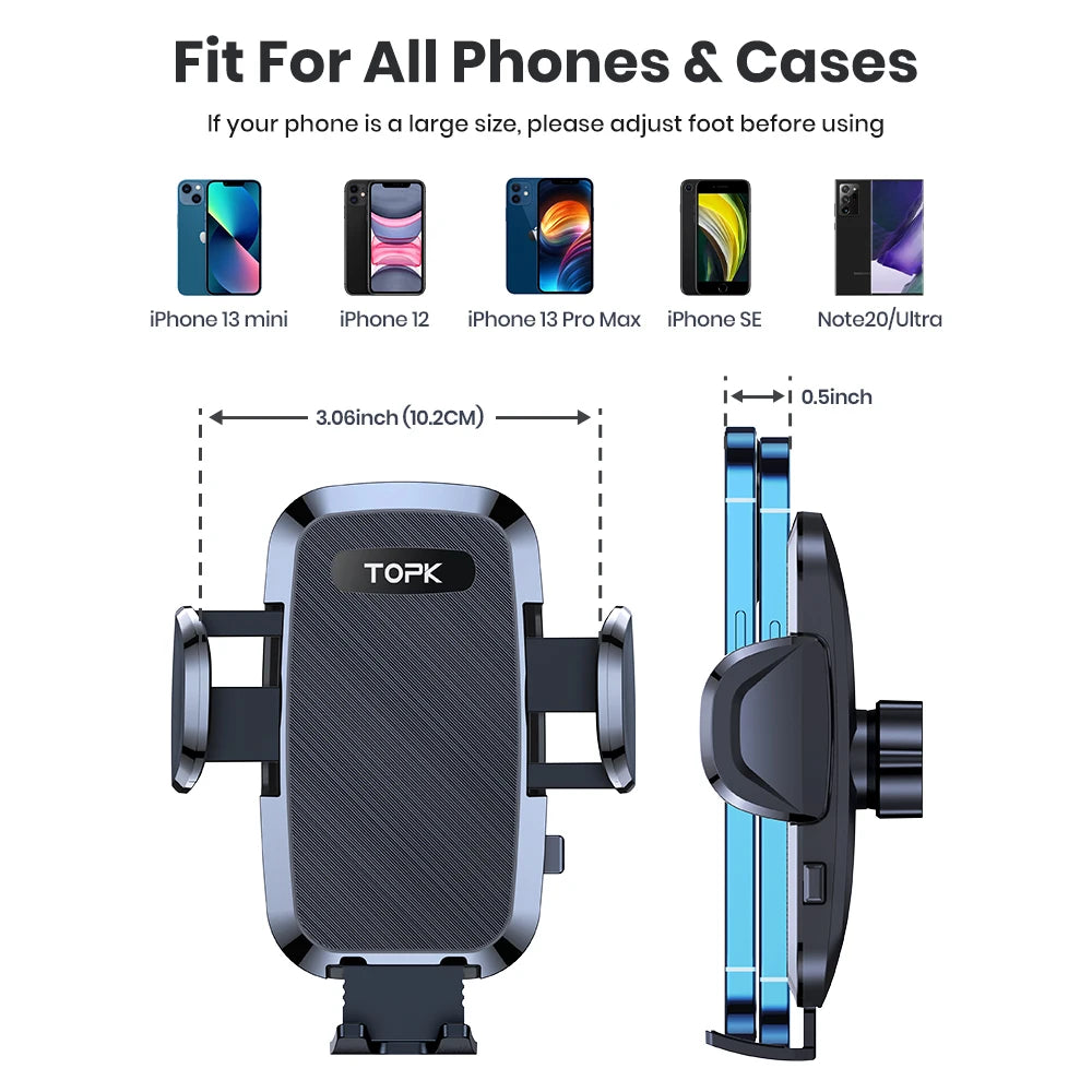 TOPK D36-S Car Phone Holder Mount, [Upgraded Support Function] Metal Hook Cell Phone Holder For Car Air Vent for All Phones