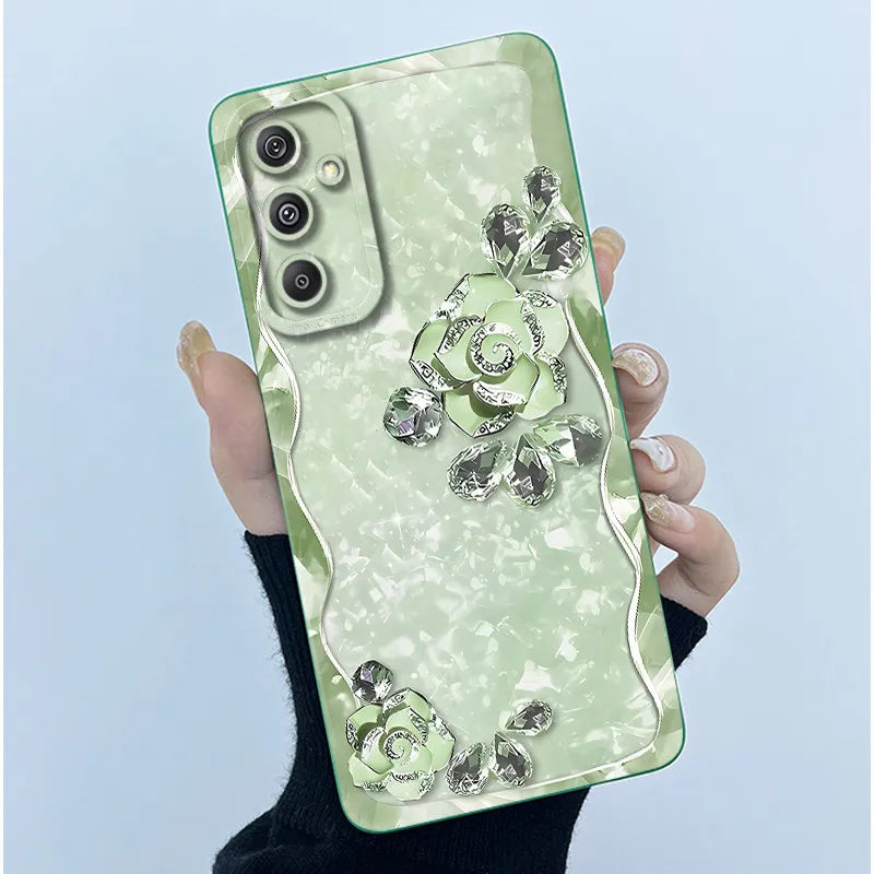 For Samsung Galaxy M34 M35 5G F34 5G Simplicity Flowers Liquid Shockproof Silicone Soft Phone Cover For SamsungM34 5G Case