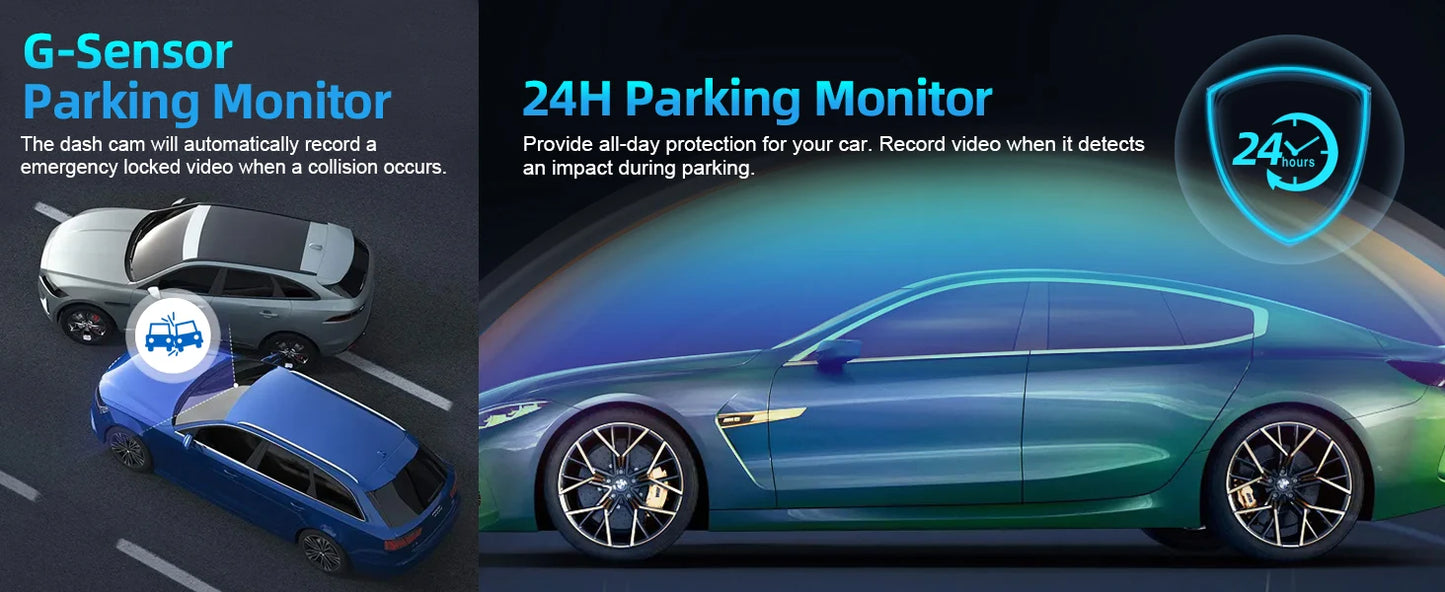 Aprilboy 4K WIFI Dash Cam Mini CAR DVR Front and Rear Dual Lens With 1080P Black Box Room Night Vision Camera Parking Monitor