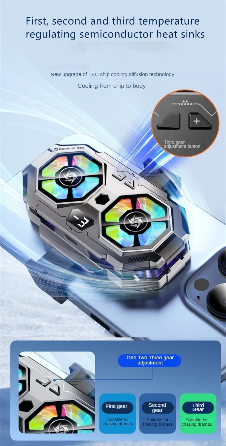 Dual Fan TEC Cooling Mobile phone radiator iPhone Samsung MOTOROLA Xiaomi Universal mobile phone Live cooler Mobile phone fan