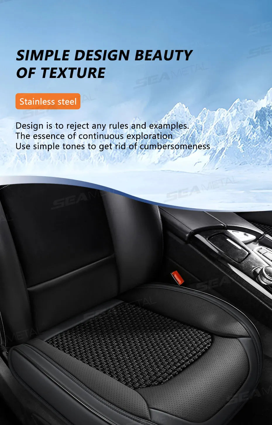 SEAMETAL Breathable Car Front Seat Cover Ice Silk Cooling Seat Cushion Full-Wrapped Anti-Scratch Car Seat Protector Universal