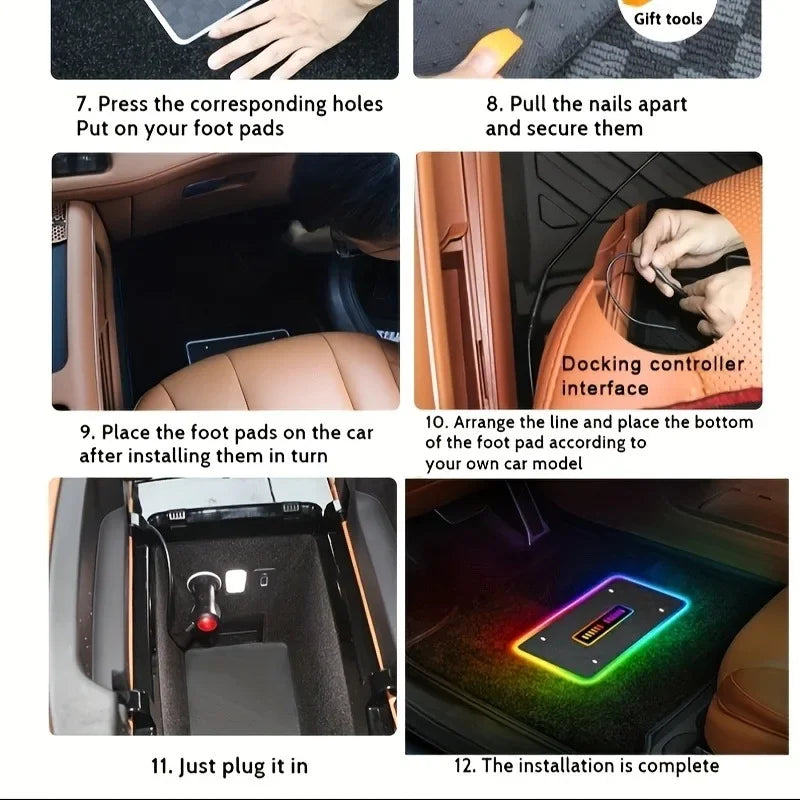 2/4 in 1 Car Floor Mat Ambient Light Customizable Logo RGB Colors App Wireless Control Acrylic Vehicle Supplies Car Accessories