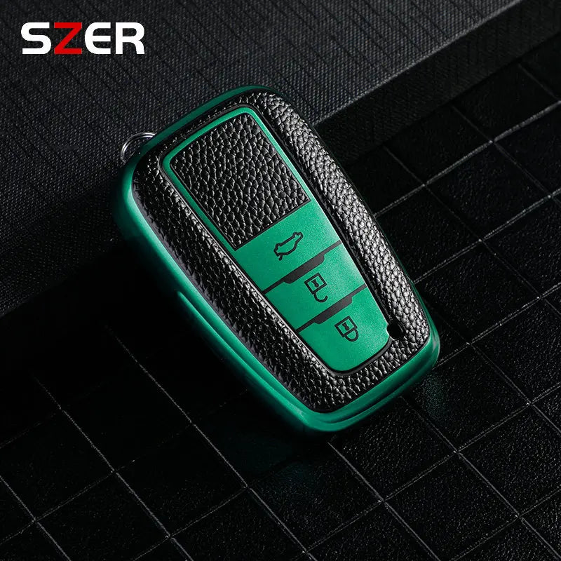 Leather TPU Car Key Case Full Cover Shell For Toyota Prius Camry Corolla CHR C-HR RAV4 Land Cruiser Prado Keychain Accessories