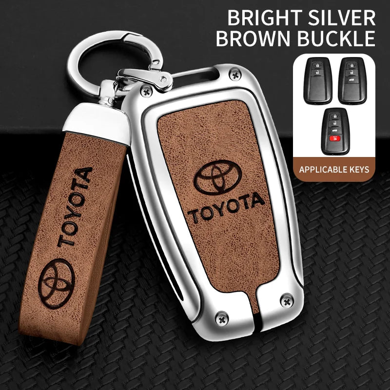 Zinc Alloy Leather Car Smart Remote Key Case Cover Shell For Toyota Corolla Prius Camry CHR C-HR RAV4 Altis Land Cruiser Prado