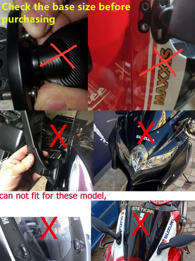 Motorcycle Mirror Modified Wind Wing Adjustable Rotating Rearview Mirror for YAMAHA YZF R6 R1 R25 R3 R125 R15 for Honda