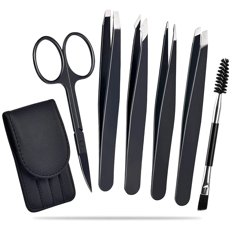 6 Pack Tweezers Set Professional Stainless Steel Curved Scissors for Women and Men Precision Tweezers Eyebrows for Ngrown Hair