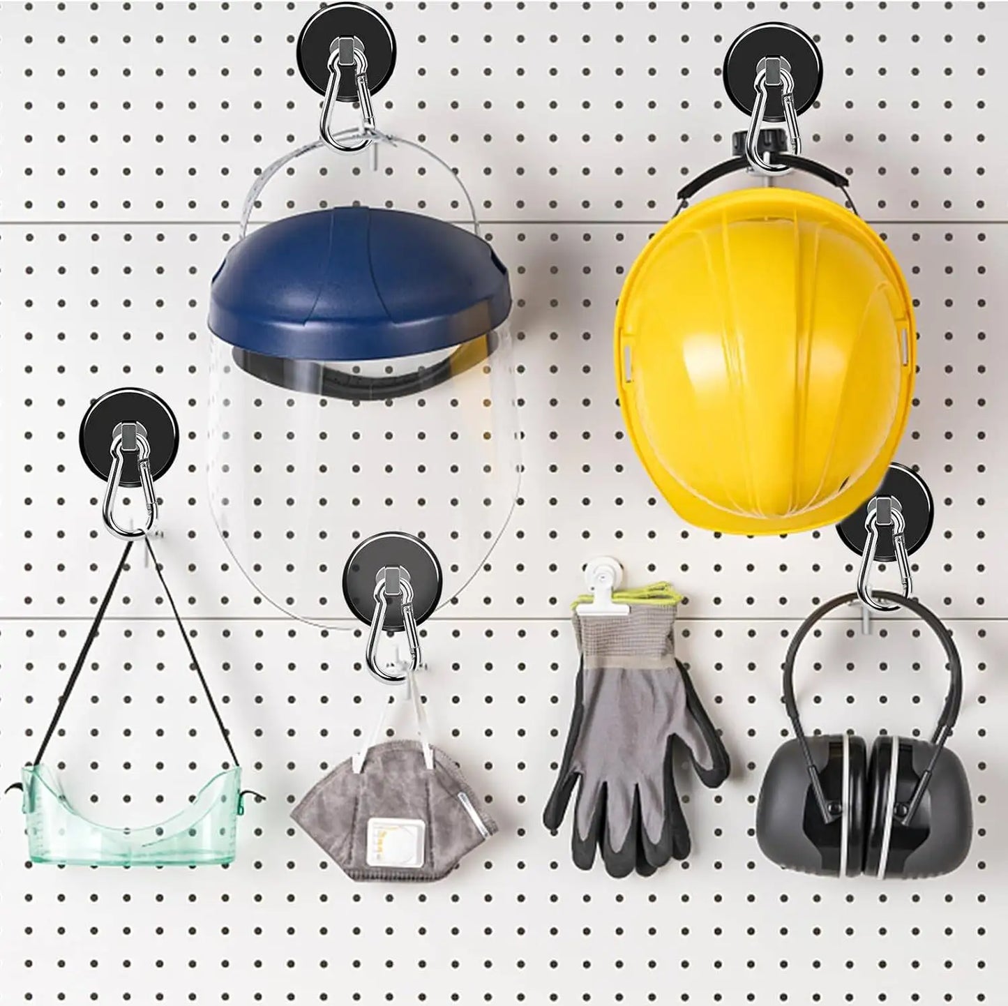 Magnetic Hooks Heavy Duty Black Magnet Hooks with Swiveling Carabiner for Hanging Refrigerator Strong Large Neodymium Magnet