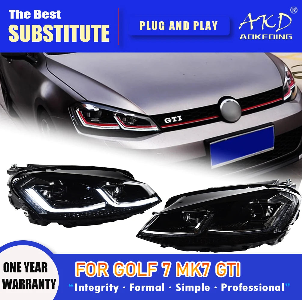 AKD Head Lamp for VW golf 7 MK7 LED 2013-2017 Headlight 7.5 GTI Headlights  DRL Turn Signal High Beam Angel Eye Projector Lens